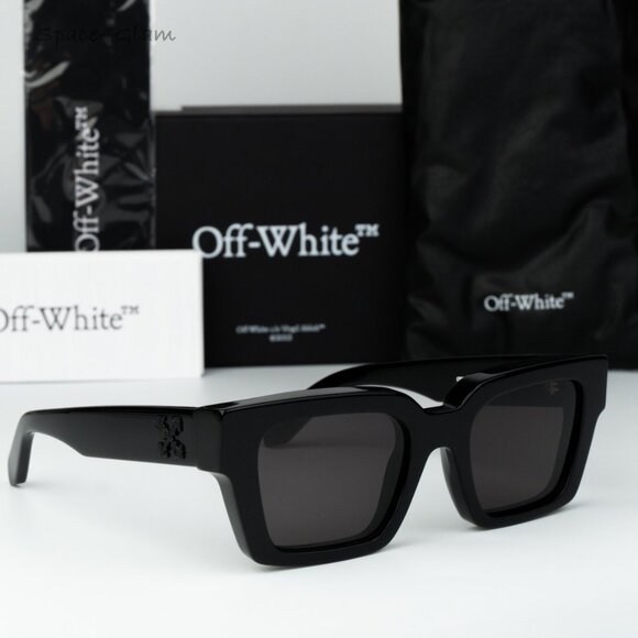 Off-White Women Sunglasses Black Grey Square OERI008 VIRGIL 1307 NEW AUTHENTIC - Picture 1 of 10